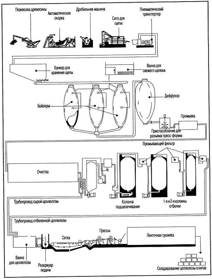 Схема установки для выделения целлюлозы