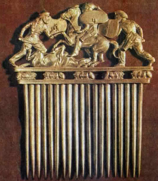 Золотой гребень из скифского кургана Приднепровья. IVв. до н.э.