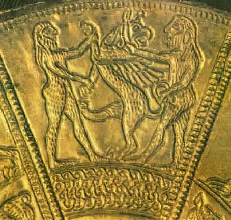 Фрагмент серебряного зеркала нач. VI в. до н.э. из Келермесского кургана в Прикубанье